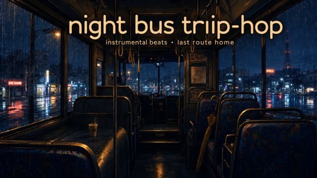 Empty night bus in the rain